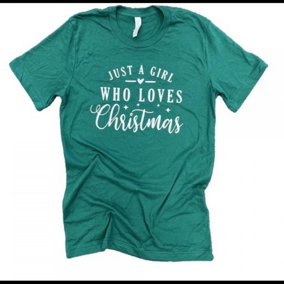 Girl Loves Christmas Graphic Tee. Ready for Christmas Day with pretty tee - Picture 5 of 5